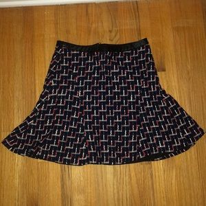 Blue, red and white design a-line skirt